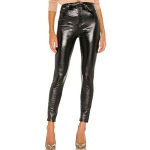 Free People We The Free Black High Rise Pheonix Coated Faux Leather Pants